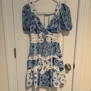 Altar'd State Blue and White Floral Dress